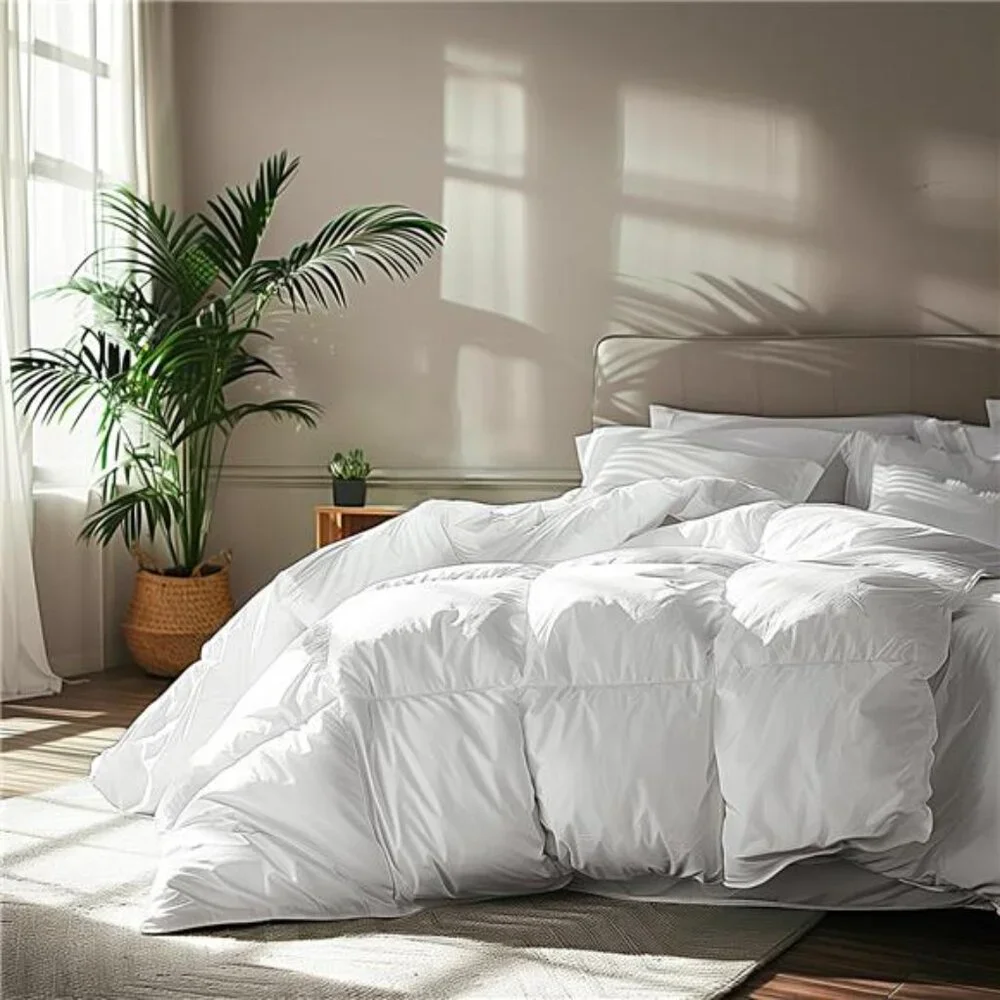 Feather Down Fiber Cotton Comforter Queen Size - 100% Cotton Duvet